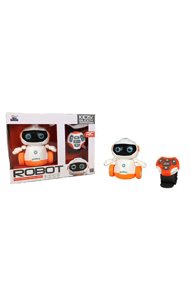 Intelligent robot with wheels, with clock remote control, programming robot, white - 4