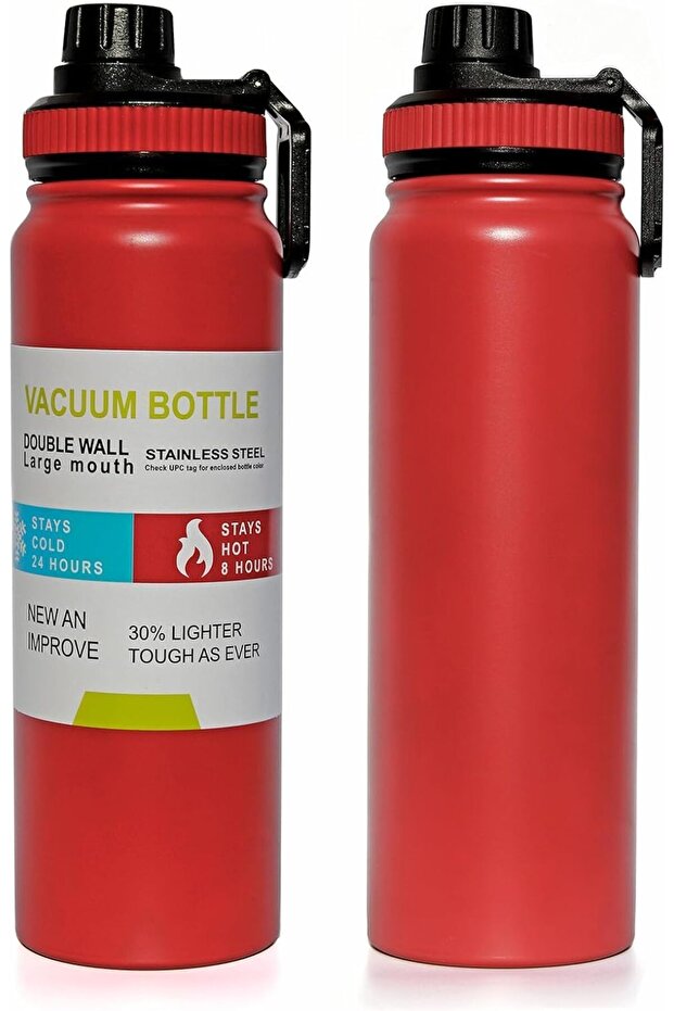 Sports Water Bottle – 26 Oz Leak-Proof Vacuum Insulated Stainless Steel Thermo Mug (Red)