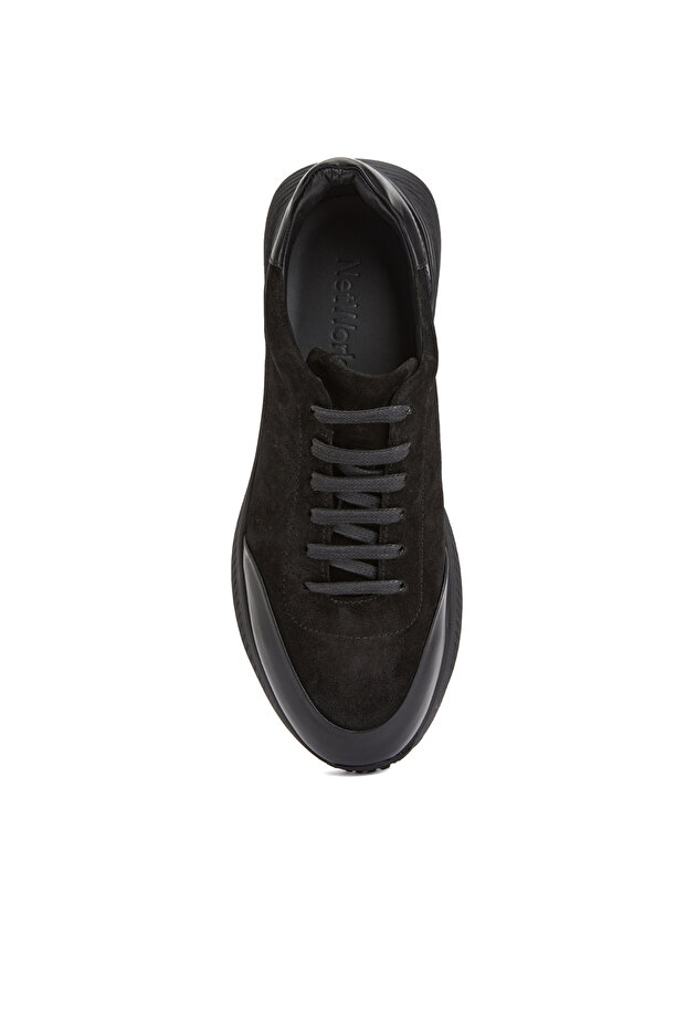 Siyah Erkek Deri Sneaker - 4