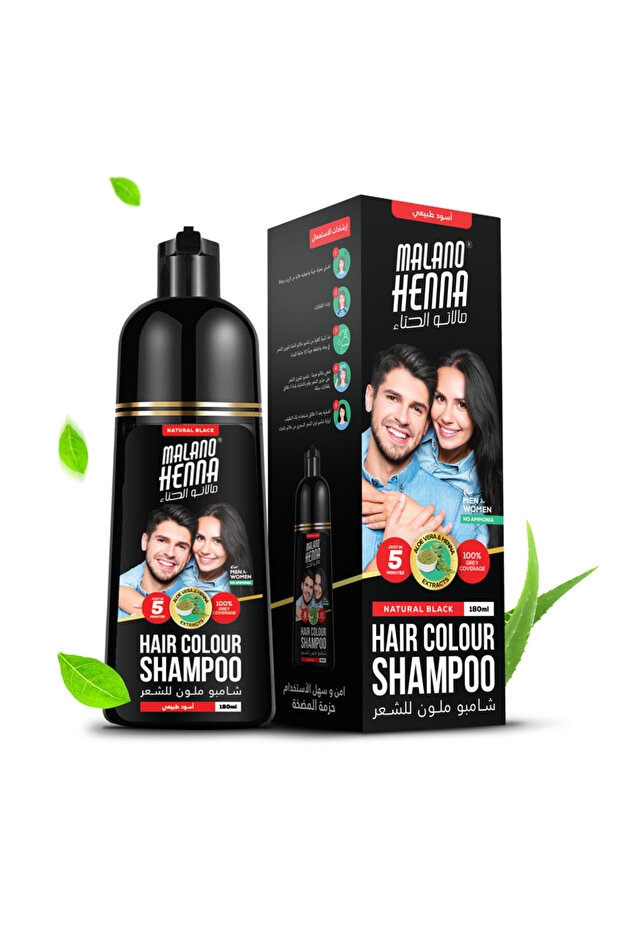 Malano Henna Hair Colour Shampoo Black – Ammonia-Free -180ML