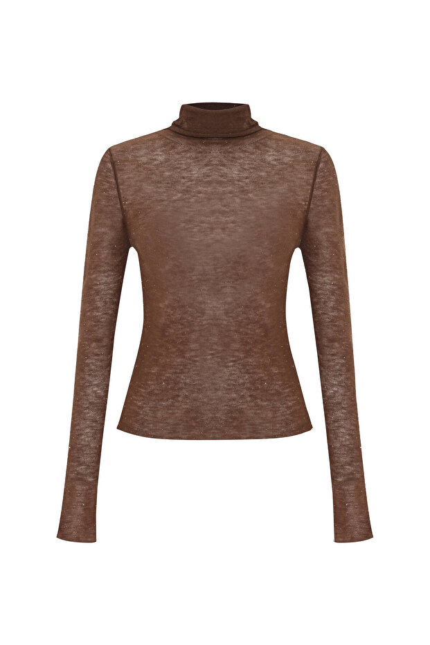 Mıcro Payetli Extrafıne Yün Triko Bronz - 6