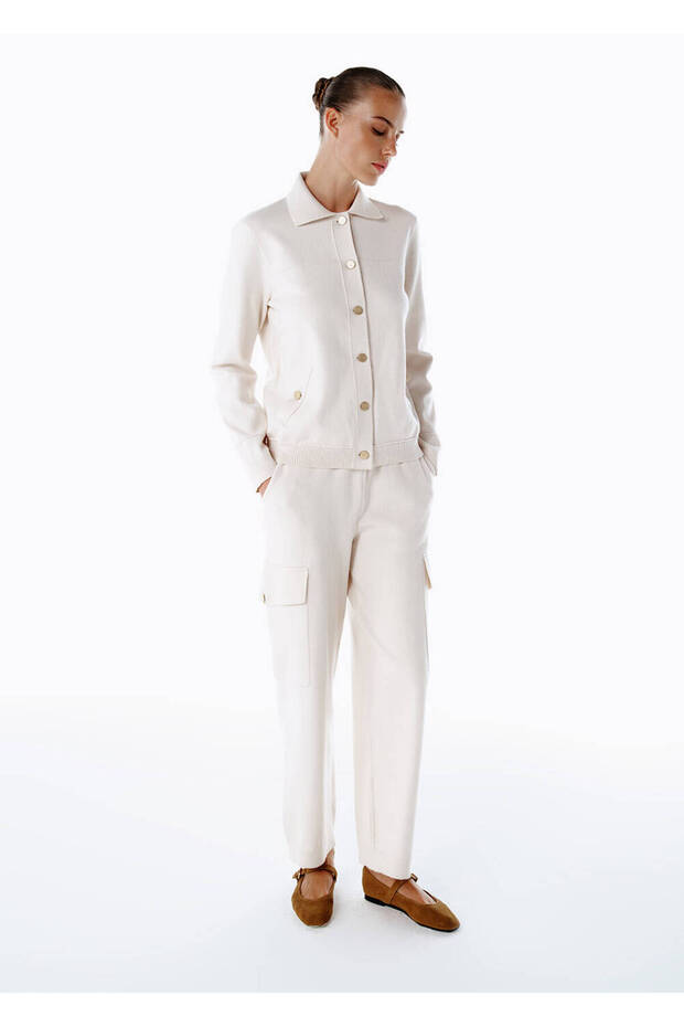 Krem Triko Kargo Pantolon - 2