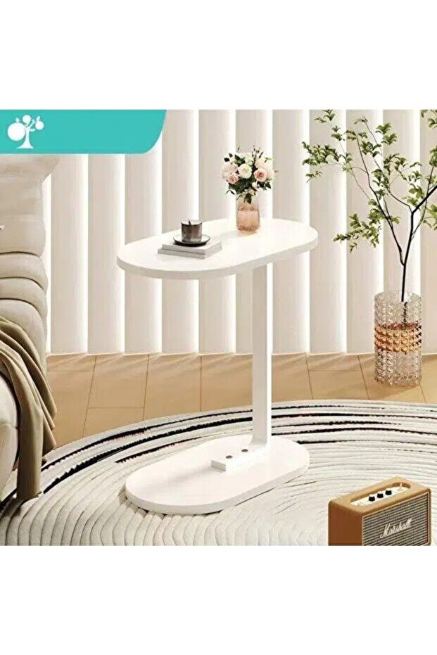 End Table, C-Shaped Small Side Table, Adjustable Height 360°Swivel Couch Tables - 6