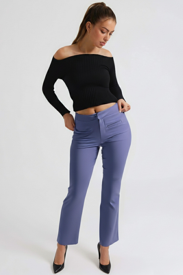 Women's Blue Front Pocket Trousers Arm-26K136053
