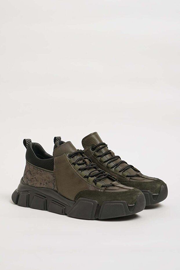 Diamond Model Imported Sole Genuine Combination Leather Sneaker Shoes