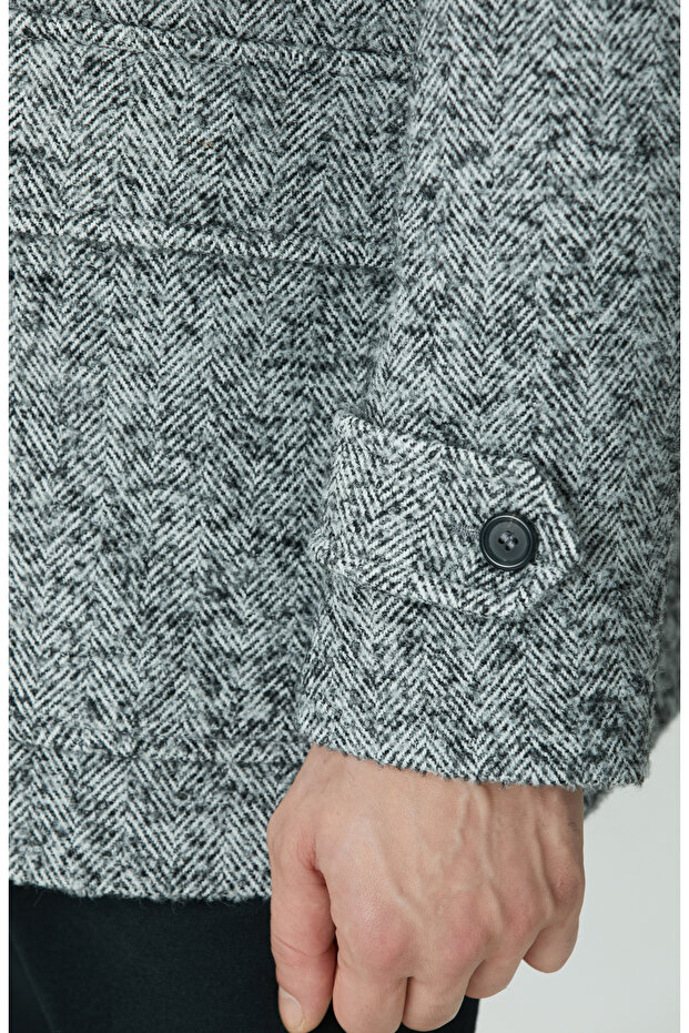 Antrasit Yün Karışımlı Kaban - 7