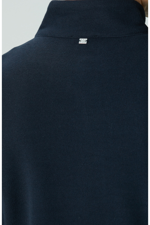 Lacivert Süet Garnili Sweatshirt - 7