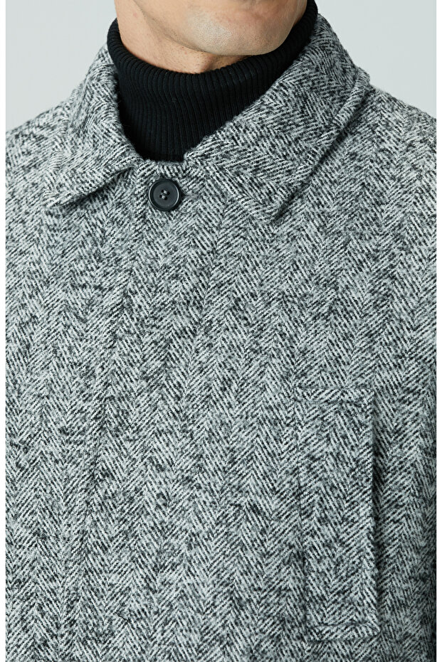 Antrasit Yün Karışımlı Kaban - 6