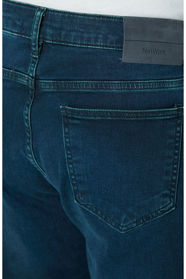 Lacivert Örme Denim Pantolon - 5