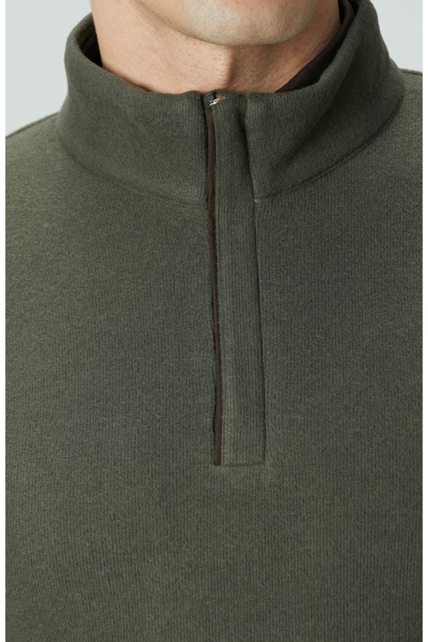 Haki Süet Garnili Sweatshirt - 6