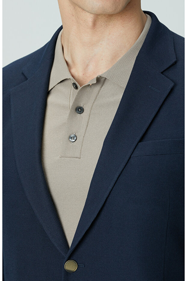 Lacivert Armürlü Ceket - 6