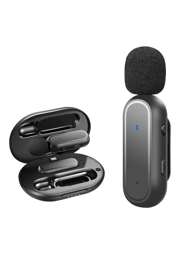 Iphone Ve Android Uyumlu TEK li Kablosuz K60 Yaka Mikrofonu Şarj Kutulu Gürültü Azaltma Özelikli - 1