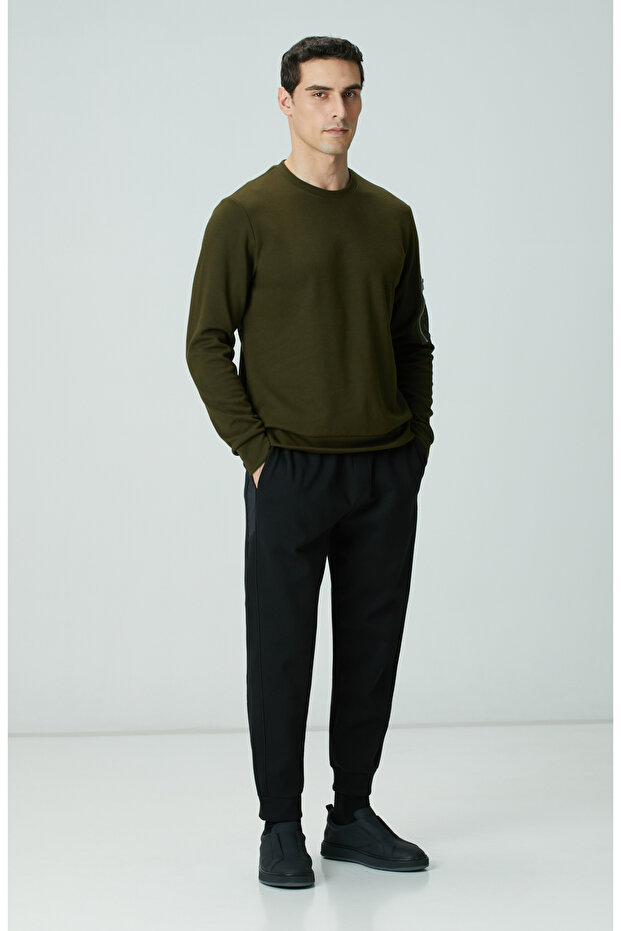 Haki Fermuar Detaylı Sweatshirt - 3