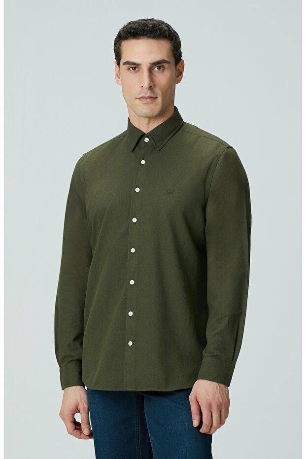 Haki Flanel Cotton Gömlek - 4