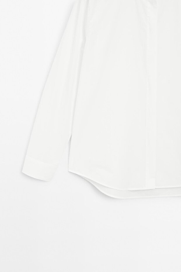 Gizli düğmeli poplin gömlek - 7