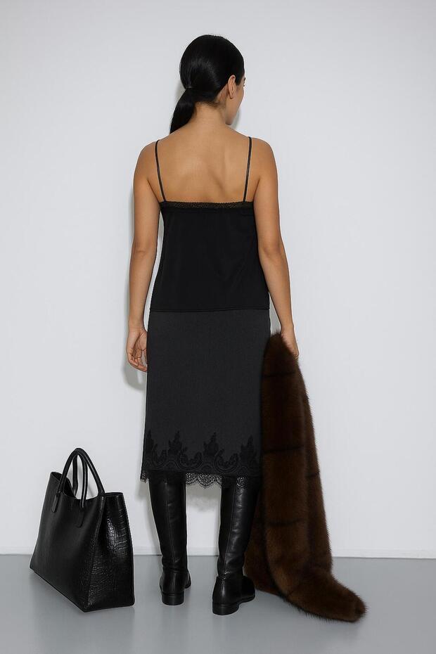 Saten askılı bluz - 3