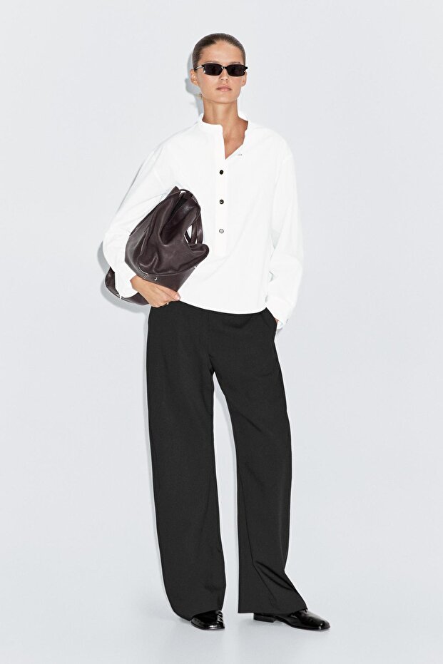 Dore düğmeli hakim yaka gömlek - 1