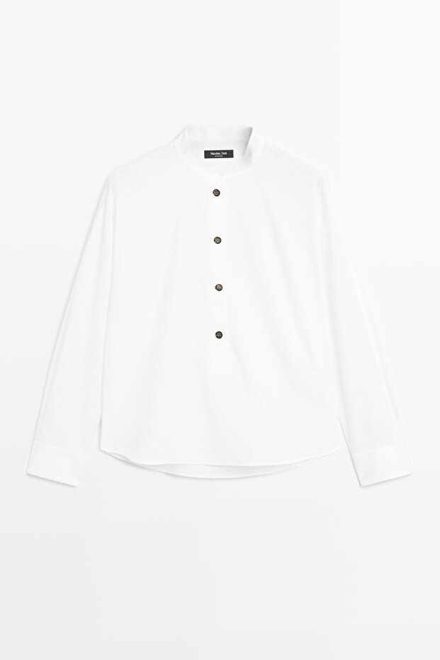 Dore düğmeli hakim yaka gömlek - 5