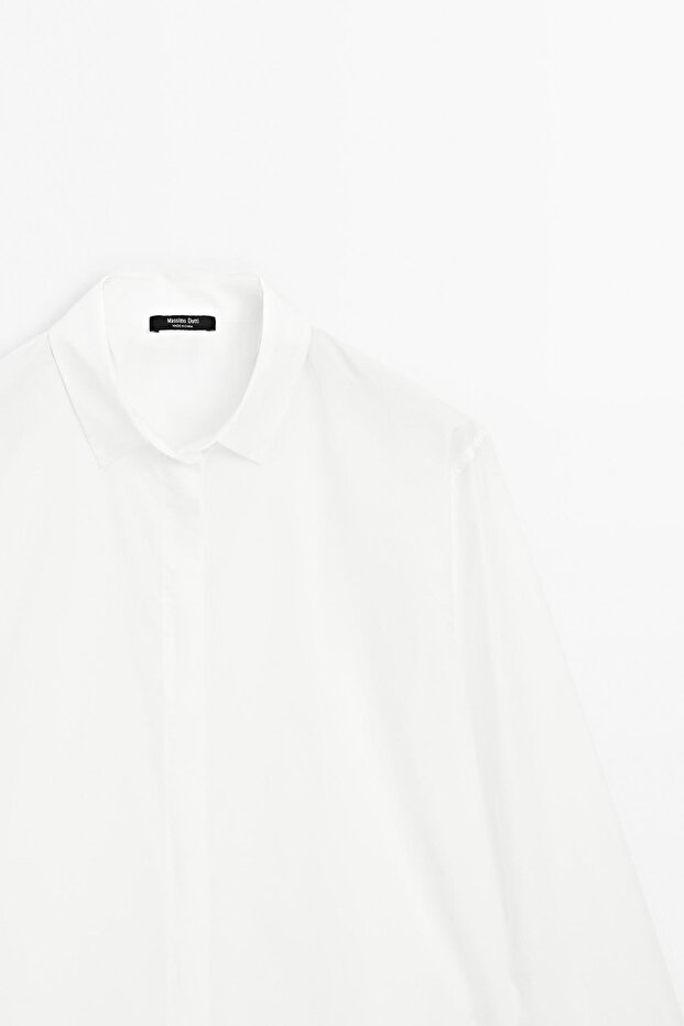 Gizli düğmeli poplin gömlek - 6