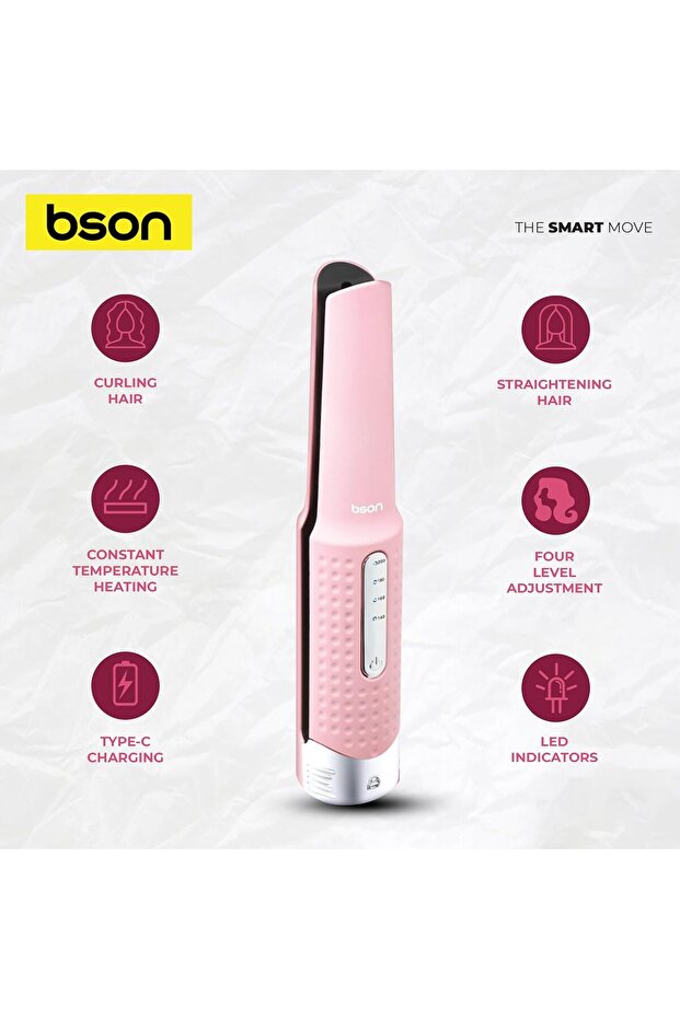 Lock Hair Styler 2-in-1 Wireless Straightener & Curler, 4 Heat Settings, Type-C Charging