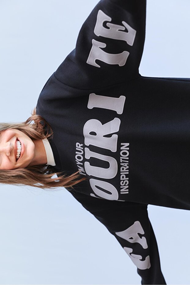 Oversize Smile baskılı sweatshirt - 2