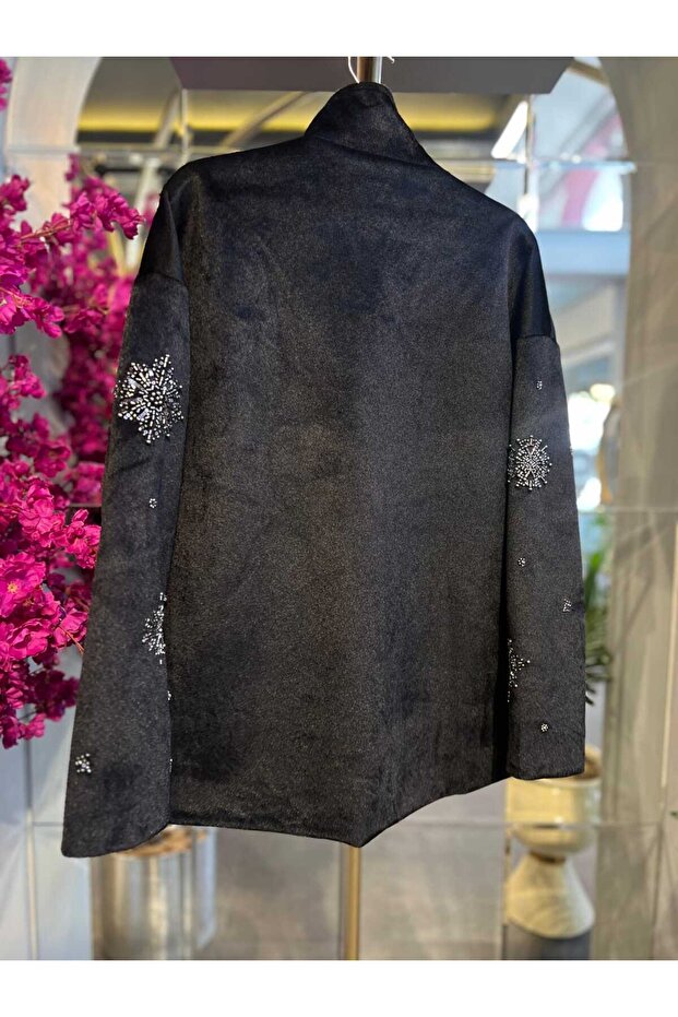 - NAKIŞ İŞLEMELİ SİYAH MONT - 2