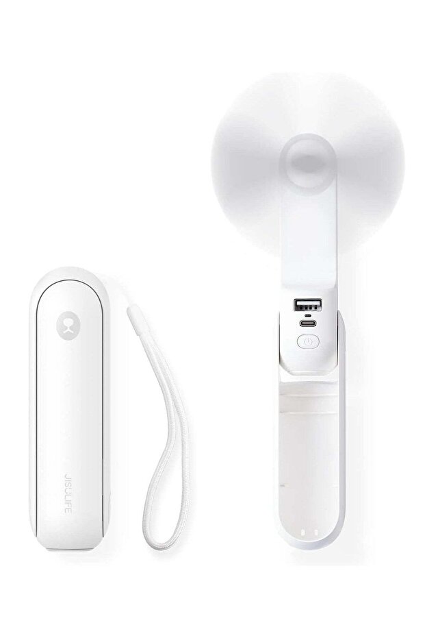 Portable Handheld Mini Pocket Fan, USB Rechargeable, Foldable - White