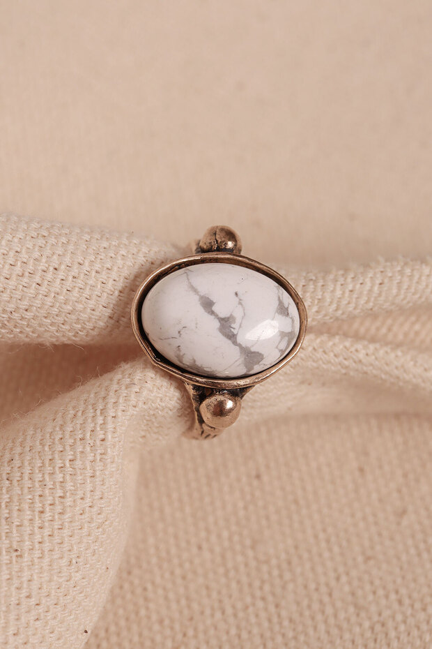 خاتم أصلي بيضاوي الشكل قابل للتعديل مرصع بحجر هافليت - 1