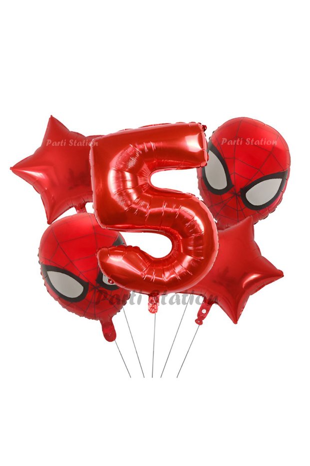 Spider-Man 5 Year Old Balloon Set Concept Red Number Balloon Birthday Set