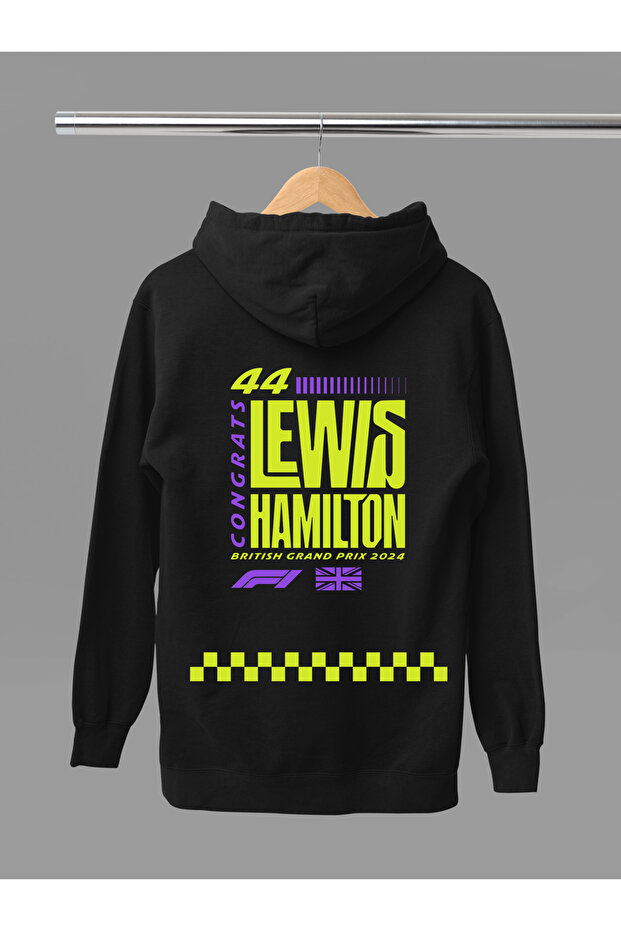 Lewis Hamilton Printed Cotton Long Sleeve Ribbed 3 Thread Hooded F1 Sweatshirt