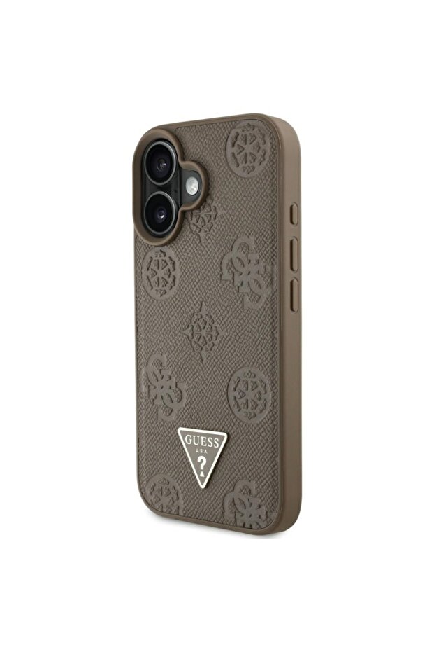 Case for iPhone 16, Grained Triangle, Brown - 4