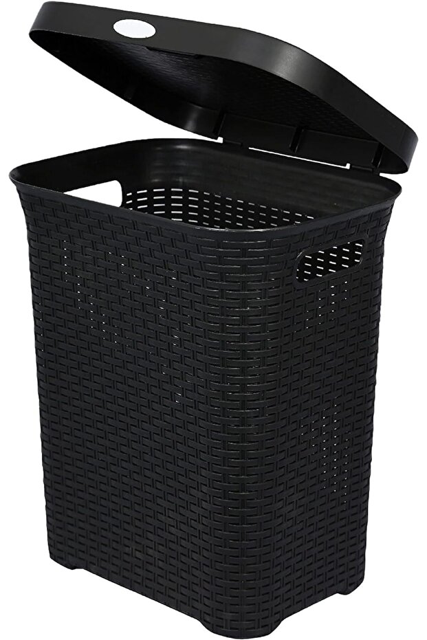 50L Laundry Basket with Lid - Spacious and Stylish Storage for Clothes, Toys, and More (Black)