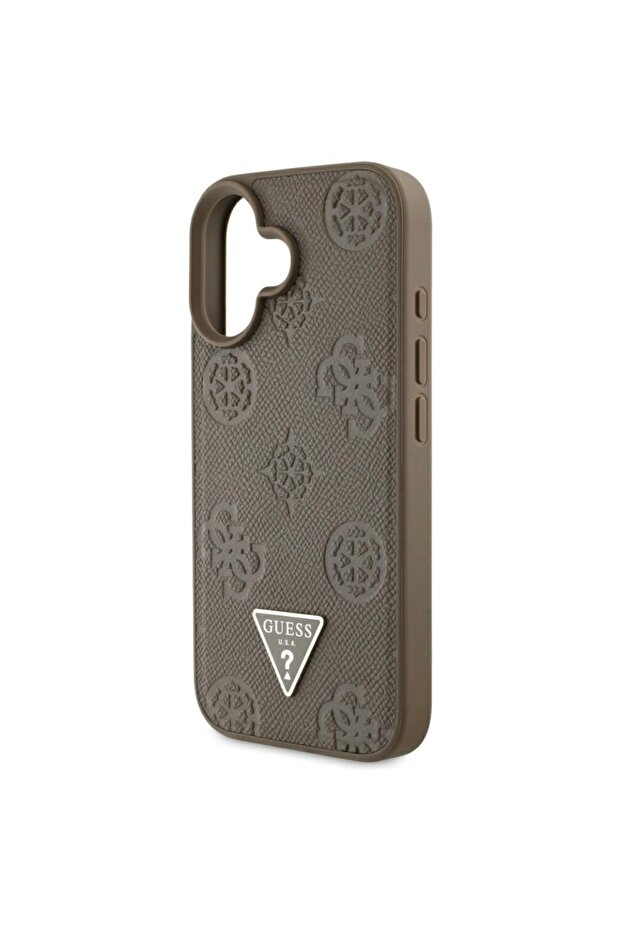 Case for iPhone 16, Grained Triangle, Brown - 5