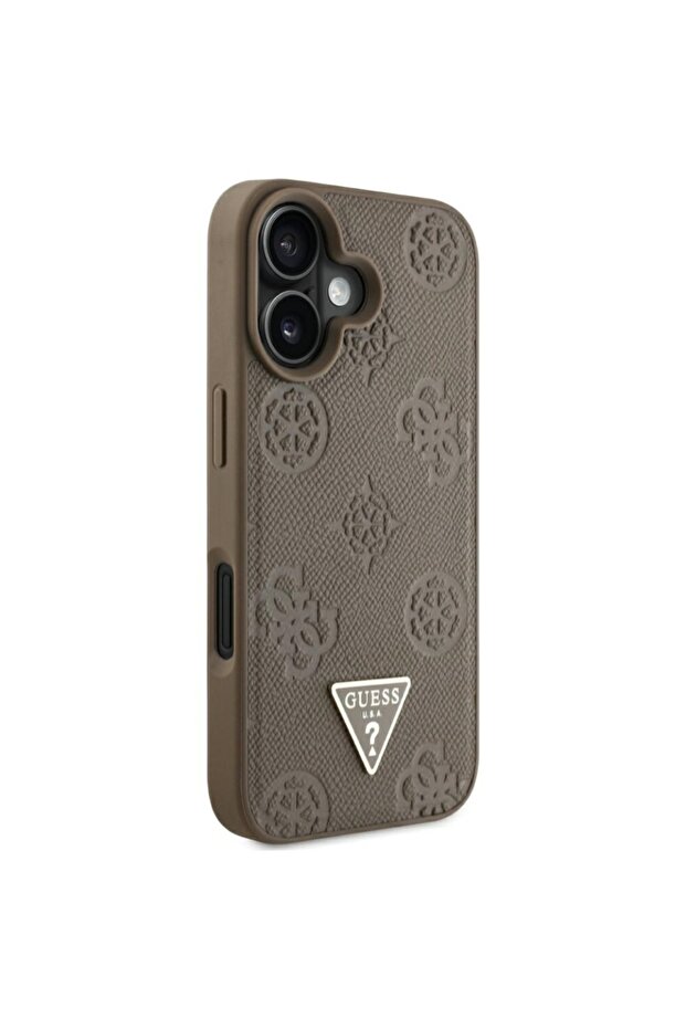 Case for iPhone 16, Grained Triangle, Brown - 2