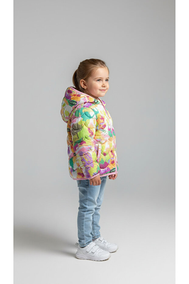معطف منفوخ للأطفال بنقشة الزهور - 2