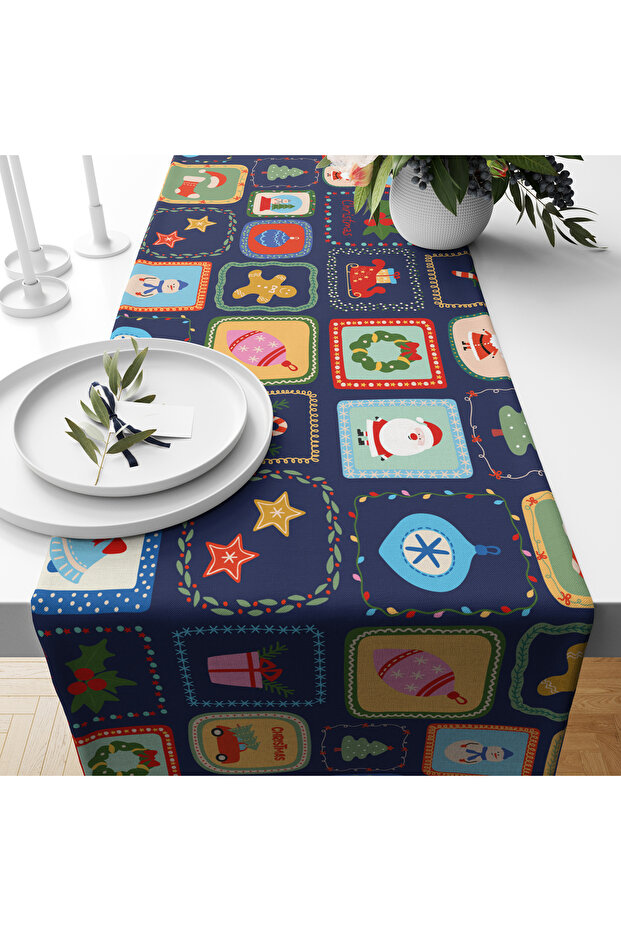 ديجيتال مطبوع رانر - نمط السنة الجديدة / الكريسماس - 140x40 سم