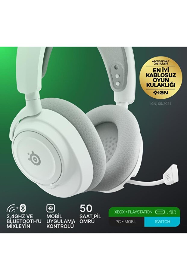 Arctis Nova 7X Gen2 Kablosuz Beyaz Gaming Kulaklık - 5
