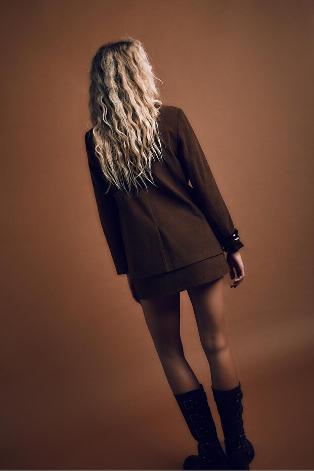 Mini kadife şort etek - 4