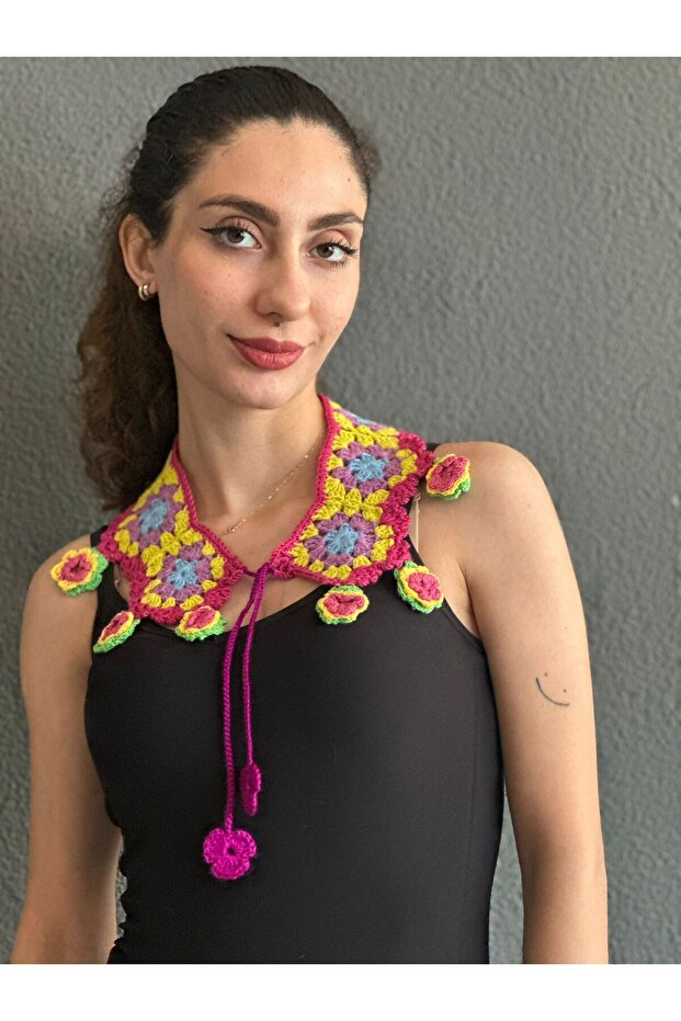 Hand Knitted Motif Women's Shirt Clothing Accessory Collar