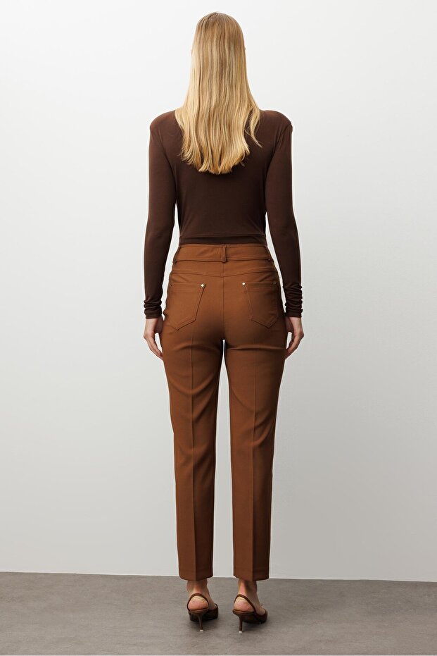 Modailgi Beş Cep Dar Paça Pantolon Taba - 5