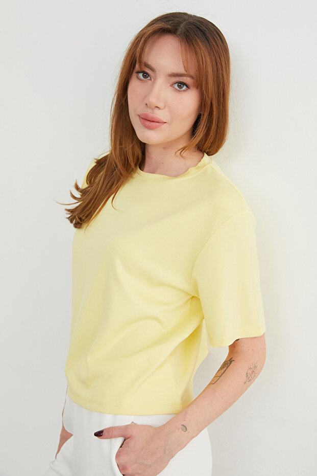 Basic Bisiket Yaka Modal Tişört - 8