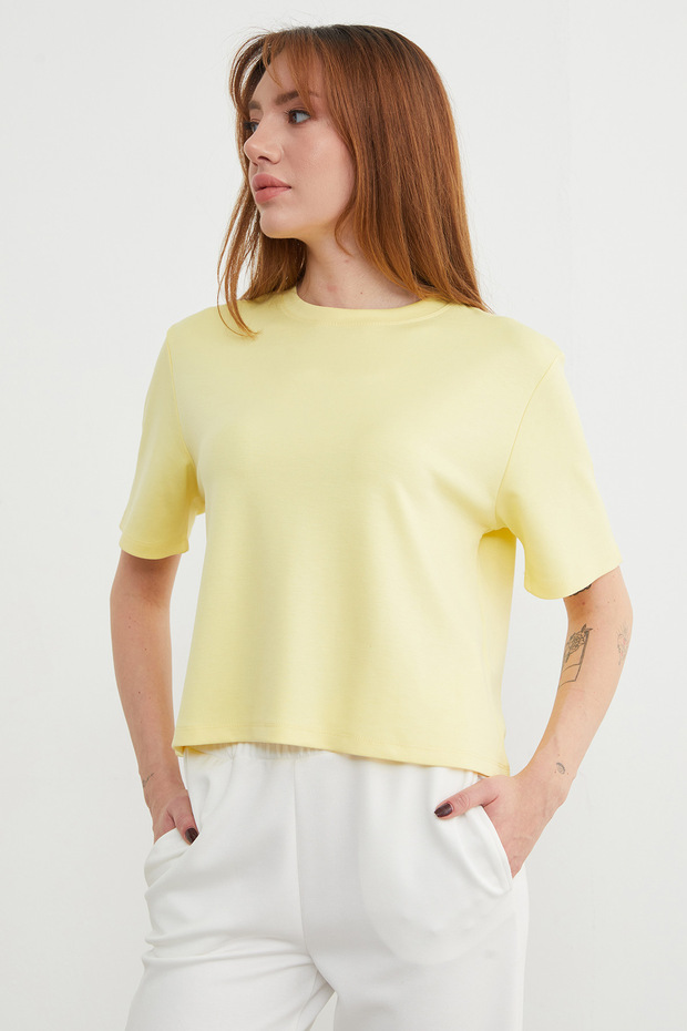 Basic Bisiket Yaka Modal Tişört - 5