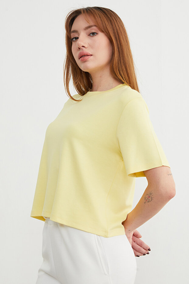 Basic Bisiket Yaka Modal Tişört - 6