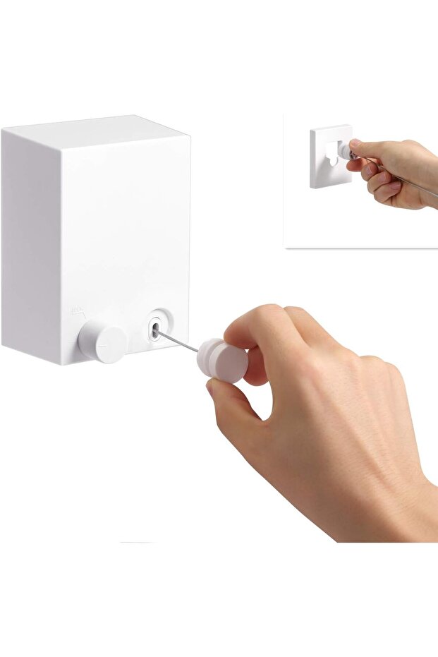 Telescopic clothesline aluminum alloy bracket with stainless steel rope, 4.2m White