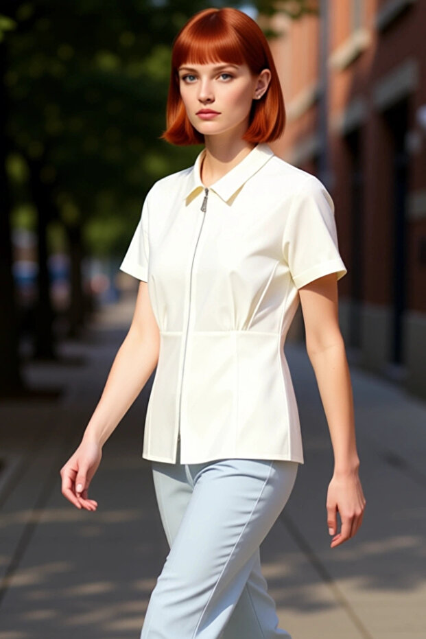 Women's Plus Size Zippered Short Sleeve Woven Shirt Stylish and Comfortable Design Functional Sports