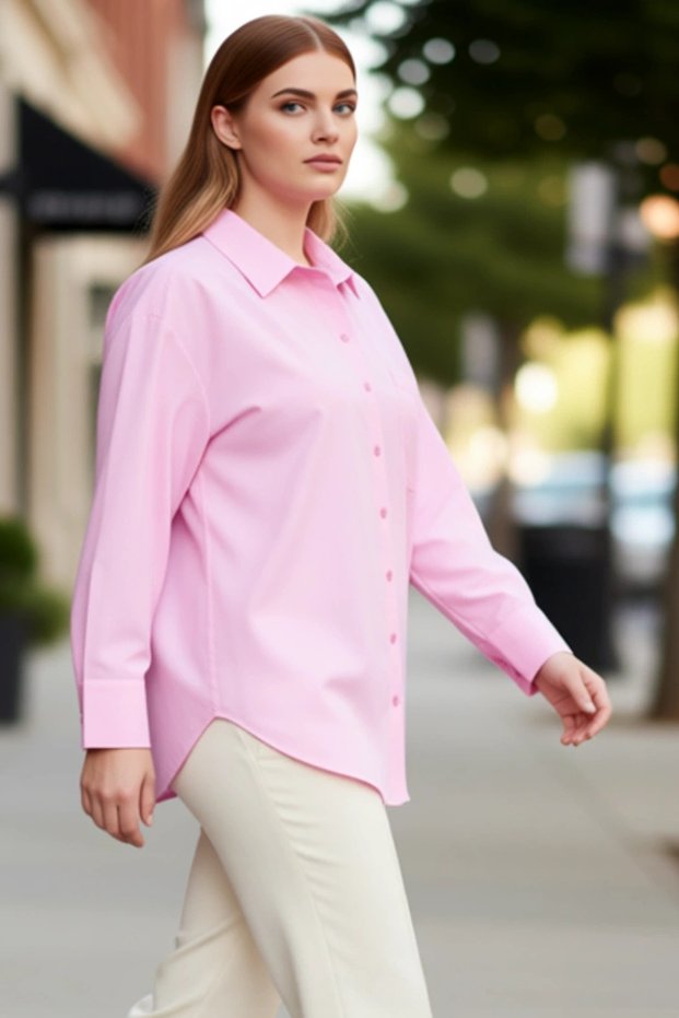 Women's Long Sleeve Relaxed Fit Woven Shirt a Piece Offering Everyday Elegance and Comfortable Wear