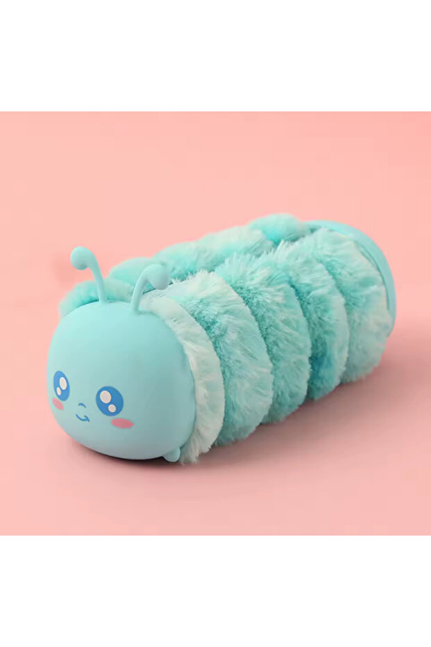 Kawai Cute Caterpillar Luxury Silicone Plush Pen Holder Pencil Case School Supplies Gift