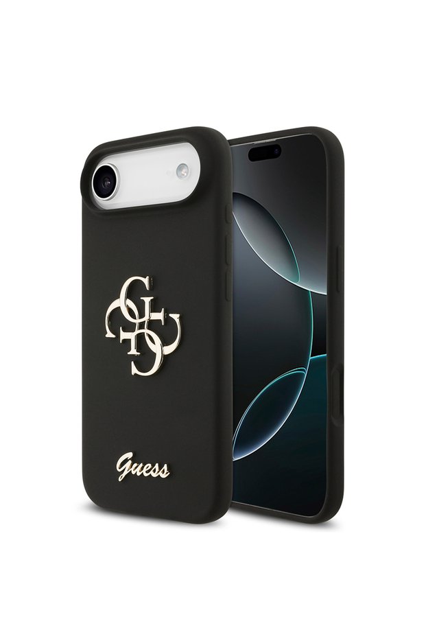 iPhone 17 Air Compatible Case Original Licensed Grained Text Logo Cover Black