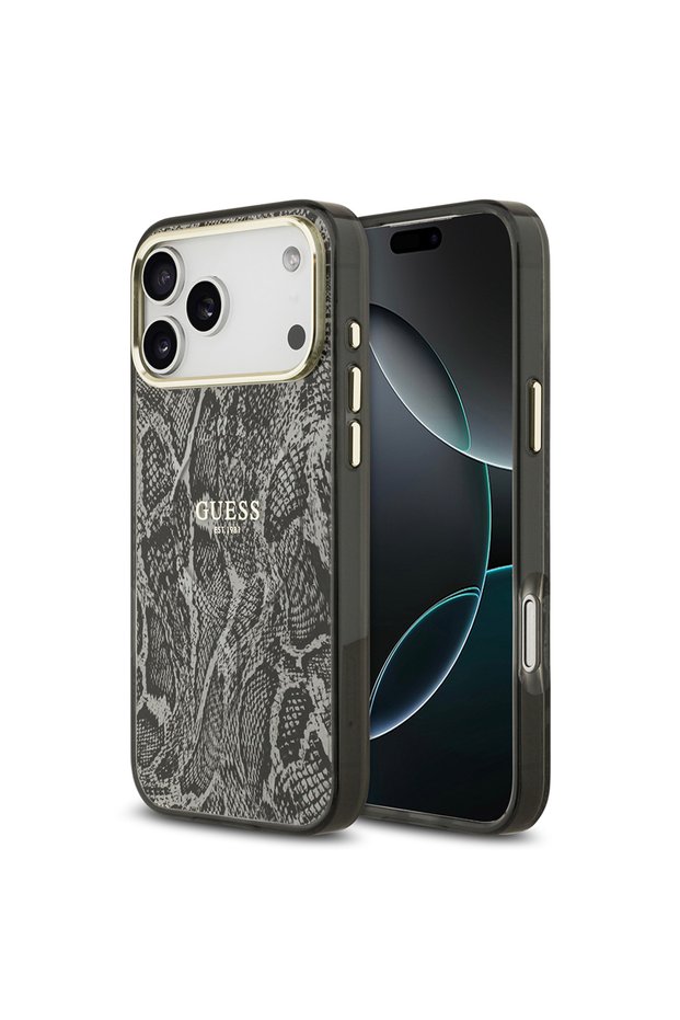 iPhone 17 Pro Max Compatible Case Licensed M-Safe Featured Python Pattern Cover with Text Logo Black