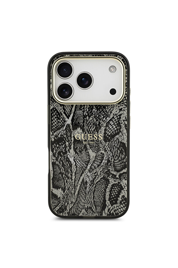 iPhone 17 Pro Compatible Case Licensed M-Safe Featured Python Pattern Cover with Text Logo Black - 3